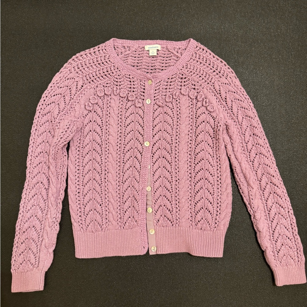 Sundance Catalog Lavendar Knitted “Caravane Cardigan” size small